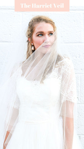 The Harriet Veil- Raw Cut Ivory Cathedral Wedding Veil with Blusher
